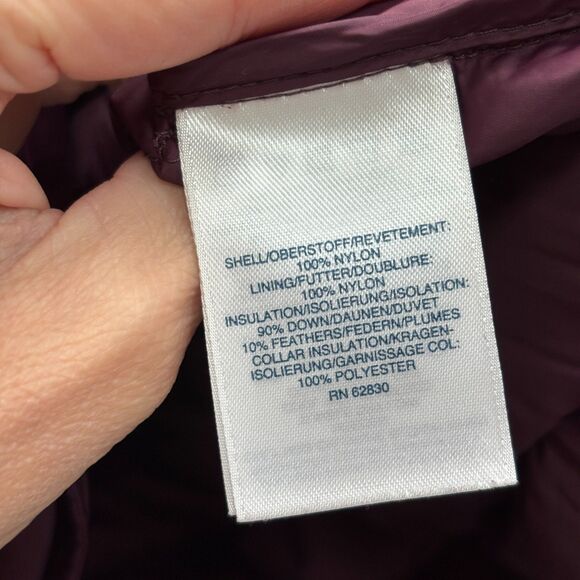 Lands End Down Puffer Down Coat Jacket Women's MP - 10-12 Plum Purple Warm Zip - Picture 6 of 7